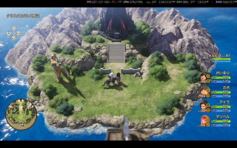 Alienware 16 Auroraでドラクエ7リイマジンドをグラフィックオプション「最高品質」でプレイ_fpsは60以上でプレイ可能だった